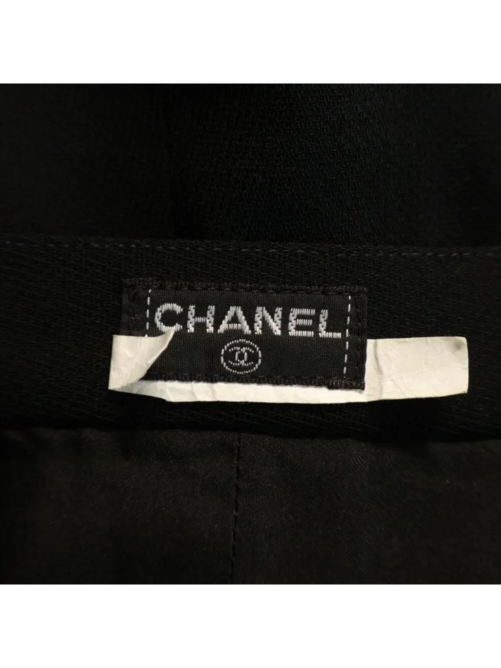 Chanel Wool CC Logo Button Fitted Mermaid Skirt Black